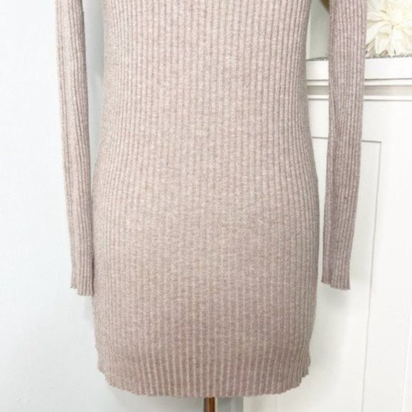 Dreamers Open Front Ribbed Cardigan Long Mocha Small Medium - Picture 7 of 9